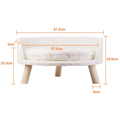 Pet Sofa Bed Raised Cat Chair Small Dog Couch Bed Removable Cushion Sleep House - Shaggy Chic
