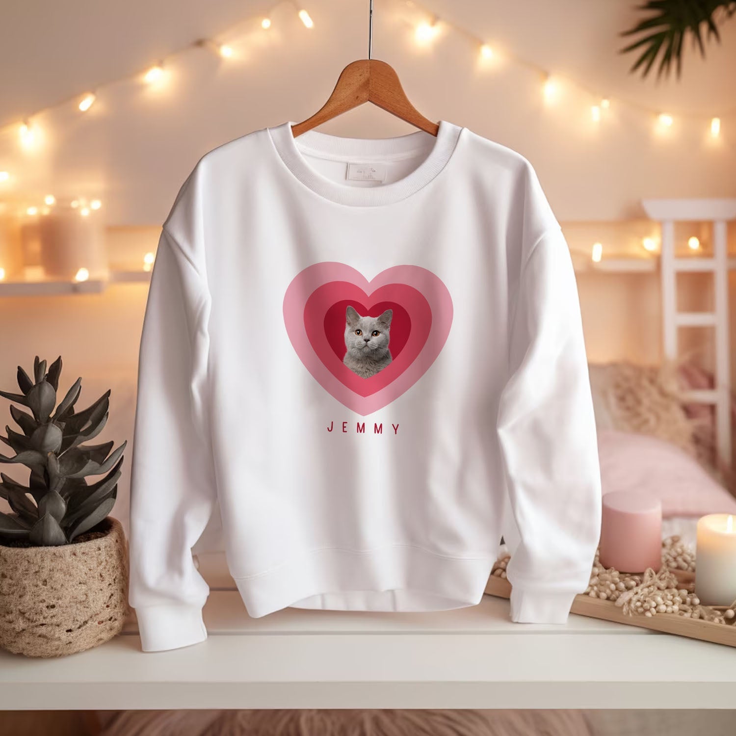 Valentine s Custom Pet Photo Heart Sweatshirt Cozy Unisex Love