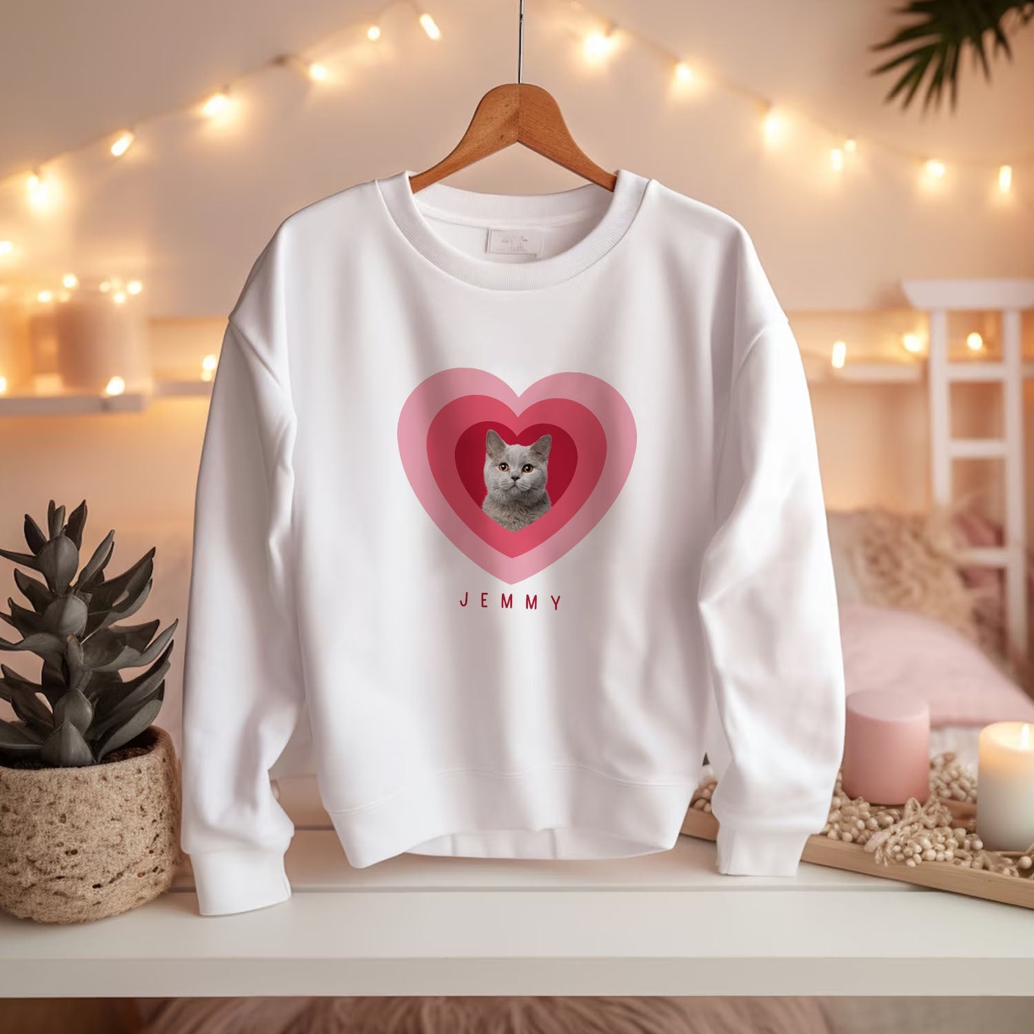 Valentine's Custom Pet Photo Heart Sweatshirt - Cozy Unisex Love & Style - Shaggy Chic