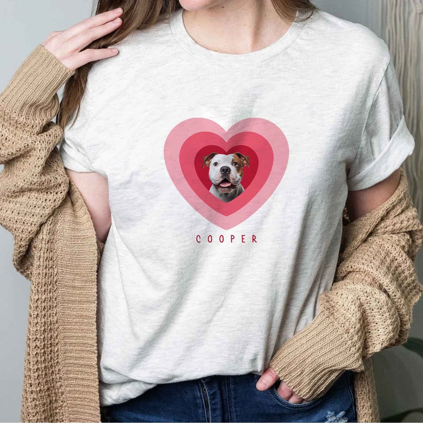 Valentine's Custom Pet Photo T-Shirt - Personalized Love & Style - Shaggy Chic